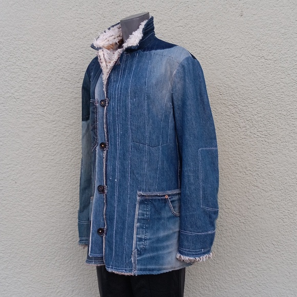 BASTARD DENIM VINTAGE UNISEX PATCHWORK LUXURY DENIM COAT/JACKET - Picture 3 of 16